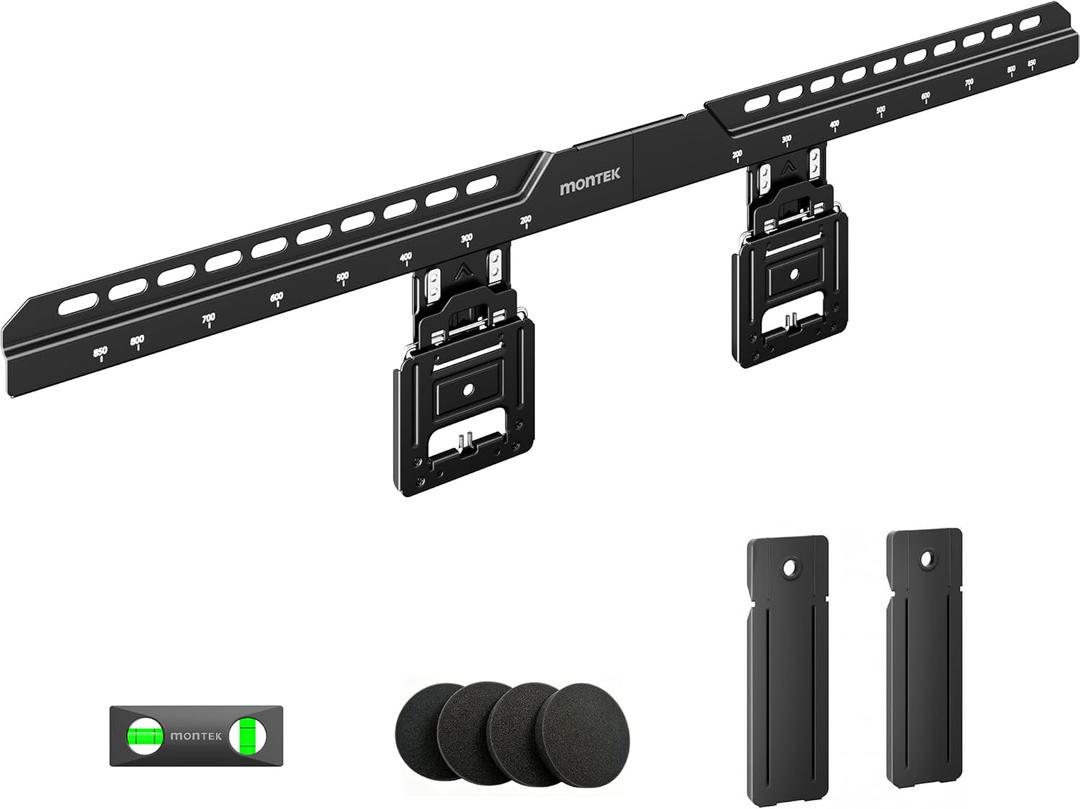 MonTEK 0.35'' Ultra Slim TV Wall Mount for 50-100 Inch Flat & Frame TVs | up to 165 lbs, Low Profile Flush TV Mount, Micro Gap TV Bracket, Max VESA 850x800mm, Fits 16/18/24/32Studs