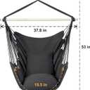 Y- STOP Hammock Chair Hanging Rope Swing Chair, Max 500 Lbs, 2 Seat Cushions Included, Removable Steel Spreader Bar with Anti-Slip Rings, Hardware kit-for Indoor Outdoor(Dark Grey) pcs