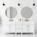 Gold Round Mirror 28 inch, Circle Mirror, Brushed Gold Metal Frame