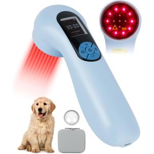LLLT Cold Laser Therapy Device with Protective Magnetic Cover, 5 * 808nm & 10 * 650nm Human/Vet Handheld Infrared Red Light Therapy, Pet Dogs Treatment Device for Muscle Pain Relief & Improve Healing (Blue)