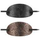 POPETPOP 2pcs Hairpin Ponytail Holders - Leather Hair Barrette with Wood Cuff, Hair Styling Stick for Ponytails and Updos, and Hair Clips for Women