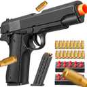 Soft Bullet Foam Shell ejecting Blasters Pellet Ball Pistol Realistic Dart Hand Gun Cool Stuff That Look Real Model Coolest for Age Year Old Boy Toy Teen Teenager teenag Gift Idea (Black one)