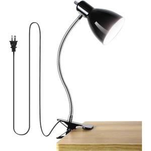 Desk lamp Eye-Caring Table Lamps, 360°Rotation Gooseneck Clip on Lamp Reading Light Portable Reading Book Light Clamp Study Desk Lamps for Bedroom and Office Home Lighting (Black)