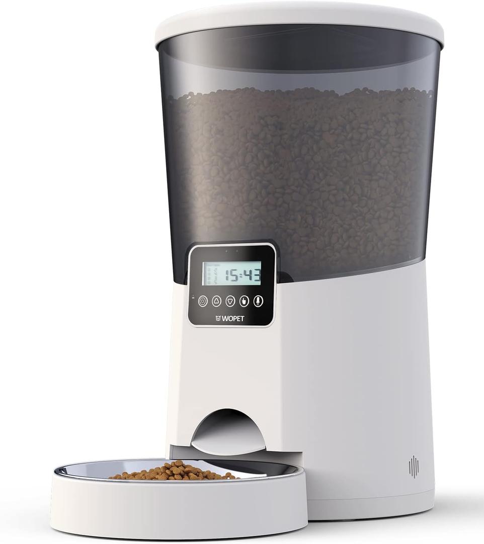 WOPET Automatic Cat Feeder,236oz/7L Dog Feeder Pet Food Dispenser with Programmable Timer,Portion Control 1-4 Meals Per Day,Voice Recorder & Dual Power Supply for Cats Dogs (7L)