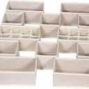 12 Pack Foldable Drawer Organizer Dividers Cloth Storage Box Closet Dresser Organizer Cube Fabric Containers Basket Bins for Underwear Bras Socks Panties Lingeries Nursery Baby Clothes Beige