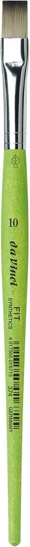 da Vinci Student Series 374 Fit for School and Hobby Paint Brush, Flat Elastic Synthetic with Green Matte Handle, Size 10