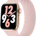 Silicone Braided Solo Loop Compatible with Apple Watch Band 38mm 40mm 41mm 42mm 44mm 45mm 46mm 49mm, Stretchy Elastic Sport Strap Compatible for iWatch Series 10/9/8/7/6/5/4/3/2/1/SE/Ultra/Ultra 2 (Sand Pink)