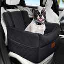 Small Dog Car Seat, Memory Foam Dog Booster Car Seats with Thick Cushion for Medium Dogs Under 35lbs, Detachable Washable Dog Bed for Car, Pet Carseat with Storage Pockets,2 Safety Belts (Black)