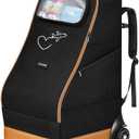 YOREPEK Rolling Car Seat Travel Bag for Airplane, Padded Car Seat Backpack with Large Wheels, Foldable Gate Check Carseat Bags for Air Travel, Clear Pocket for Baby Travel Essentials