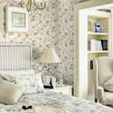 Kitico Vintage Wallpaper Peel and Stick Wall Paper Bird Contact Paper 16.1''x197'' Beige Self Adhesive Removable Wallpaper for Bedroom Bathroom Cabinets Decor Vinyl Roll