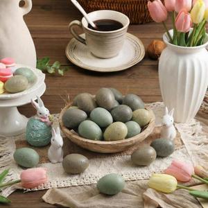 Weysat 32 Pcs Easter Speckled Eggs Neutral Plastic Fake Chicken Eggs 2.36'' Textured Easter Decor Pastel Bowl Vase Fillers Farmhouse Spring Decorations for Vintage Home Table DIY Craft (Vintage Green)