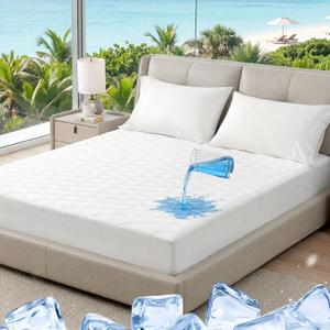 Cozy Bliss Leakproof Cooling Mattress Protector Queen, Q-Max 0.45 Soft Noiseless Breathable Mattress Topper Cover, with Deep Pocket Fits 8–18 Inches for Summer Bed Hot Sleepers, White