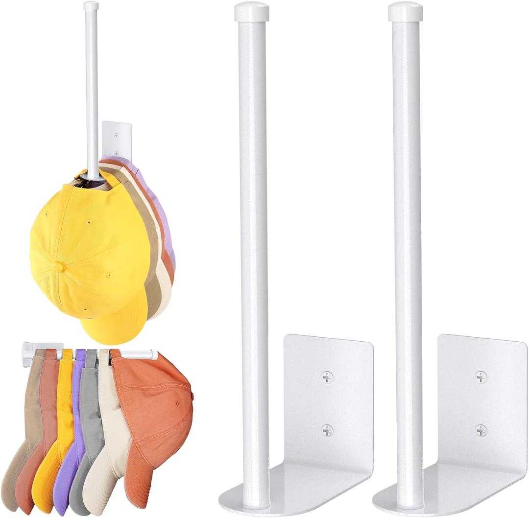 2 Pack White Hat Racks for Baseball Caps, Stainless Steel Hat Organizer for Baseball Cap, Hat Holder Storage Organizer, Hat Hanger Strong Adhesive/Wall Drilled for Door, Bedroom, Closet(8.26 in) 2 Pack White Hat Racks for Baseball Caps, Stainless Steel Hat Organizer for Baseball Cap, Hat Holder Storage Organizer, Hat Hanger Strong Adhesive/Wall Drilled for Door, Bedroom, Closet(8.26 in)