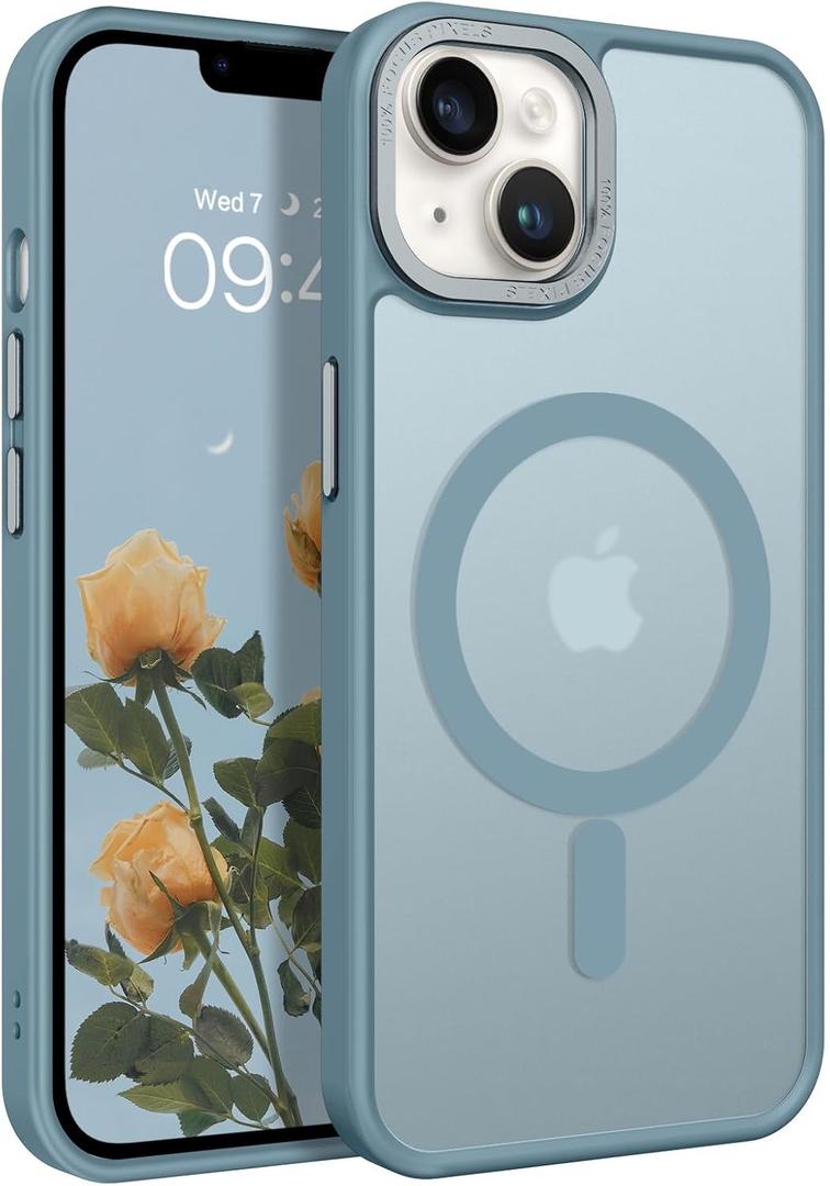BENTOBEN Magnetic for iPhone 13 Case & iPhone 14 Case [Compatible with Magsafe] Translucent Matte Phone Case iPhone 13/14 Slim Shockproof Women Men Protective Cover for iPhone 13/14 6.1", Gray Blue