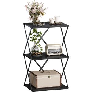 3-Tier End Table Small Side Table Tall Bedside Night Stand with Storage Sofa Side desks for Living Room Bedroom Office Bathroom Small Space Black ET-03BK