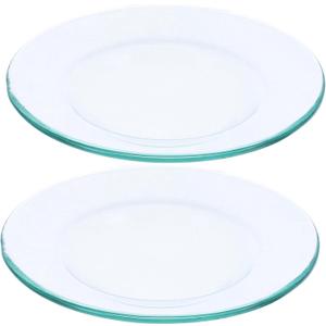 HOMSFOU Wax Heater Liner 2 Pcs Replacement Oil Warmer Dish Wax Melt Warmer Liner Dish Round Glass Dish Candle Wamer Bowl Plate Wax Tray for Electric Lamps Oil and Tart Warmers