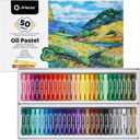 Artecho Oil Pastels Set of 50 Colors (8 x 60 mm), Soft Oil Pastels for Art Painting, Drawing, Blending, Art Supplies for Artists, Teachers
