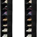 Berdeng Hanging Shoe Organizer for Closet with Side Mesh PocketsHat Racks for Baseball CapsShoe and Hat Holder & Storage8-ShelfBlack2 Pack