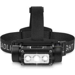 Headlamp Rechargeable, Super Bright LED Headlight Flashlight 6 Modes 160 Degree Adjustable Hardhat Headlamp