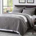 Anluoer Quilt King Size Bedding Set-Grey Embossed, Bedspreads-Lightweight Summer Soft Microfiber Bedspread, Bed Coverlet for All Seasons (1 Quilt, 2 Pillow Shams)