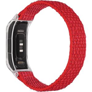 Sport Mesh Nylon Bands Compatible with Garmin Vivosmart 5 tracker Replacement Bands with Case (Transparent Case-M(5.1-8.3inch))