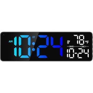 Large LED Digital Wall Clock with Date, Temperature, Auto-Brightness, Auto-DST | Big Digital Clock for Bedroom, Desk, Classroom, Living Room, Kitchen, Office, Gym, Farmhouse, Xmas Gift for Seniors (Rgb)