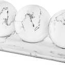 Creative Scents White Marble Look Home Decor Tray and Orb Set Coffee Table Decor for Living Room Centerpiece Table Decorations for Dining Table, Kitchen, Foyer, Entryway Elegant House Decoration