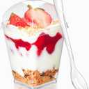 TOFLEN 50 Pack 5 oz Clear Square Dessert Cups with Dome Lids and Spoons, Perfect for Parties, Desserts, Appetizers, and More