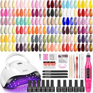 Nail Polish Kit with U V Lamp and Drill Starter Kit 36 Colors Gel Nail Polish Nail Art Gel Manicure Kit