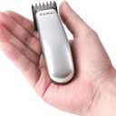 KEMEI Mini Hair Trimmer Compact, Portable Cordless Clipper for Men and Women, Precision Haircut and Shaving Tool Silver, Battery Powered and Travel Friendly, Silver