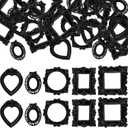 Vicenpal 40 Pcs Vintage Mini Picture Frames Baroque Antique Small Resin Jewelry Display Table Frame for Christmas DIY Photo Holiday Party Decoration (Black)
