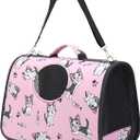 Pet Carrier with Shoulder Strap, 14 Inch x 9.4 Inch x 7 Inch Foldable Pink Breathable High Strength Oxford for Less Than 4.4 Pound Dog and Cat (Small)