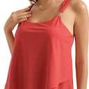 SUUKSESS Women Ruffle High Waisted Tankini Swimsuit Tummy Control Bathing Suit (L)