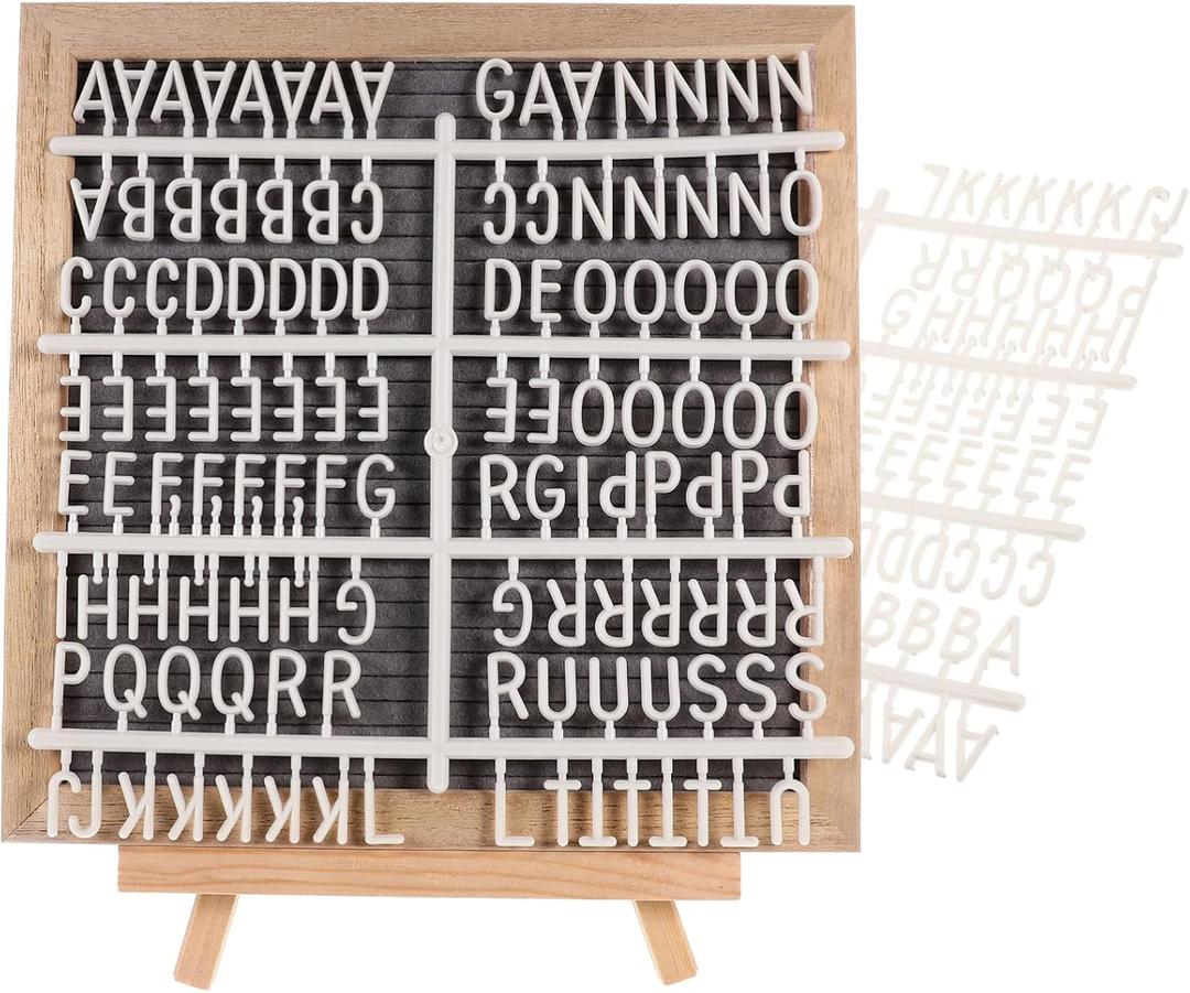 HOMSFOU Wooden Felt Letter Board Set Double-Sided 10x10 Inch Message Board for Baby Shower Birthday Wedding Includes Changeable Letters for DIY Home Decor and Milestone Memory Display (Grey)