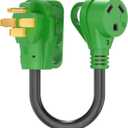 RVGUARD 50 Amp to 30 Amp RV Adapter Cord 12 Inch, NEMA 14-50P to NEMA TT-30R, Dogbone Electrical Converter with LED Power Indicator and Disconnect Handle, Green, ETL Listed