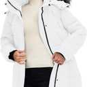 wantdo Women's Waterproof Winter Coat Warm Long Puffer Jackets with Faux Fur Hood Thicken Parka (White, M)