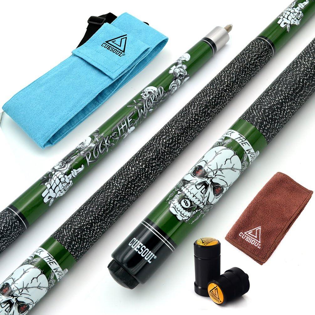 CUESOUL 58 inch 19/20/21 oz 1/2 Maple Pool Cue Stick Kit-Rockin Series