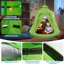 Tent Swing Set for Kids, Hammock Chair with X-Shaped Stand, 330 lbs | 32mm Steel Frame, 900D Oxford Fabric, with LED Lights, Indoor Outdoor Use, Green