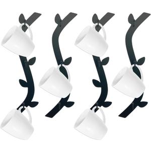 Ecqizer Coffee Mug Wall Rack - Metal Cup Holder Tree for Bar Decor - 4pcs Black Mounted Rack
