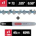 Oregon 18-Inch Replacement Chainsaw Bar and M72 SpeedCut Chain Combo, 72 Drive Links, Pitch: .325", .050" Gauge, Low Vibration (584408),Gray
