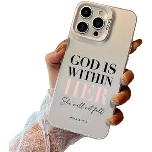 Jesus Bible Verse Phone Case Christian Cross Phone Case PC Frame Full-Body Protective Cover for iPhone 17/16/15/14/13 Pro Max, Pro, Plus (Style2-White)