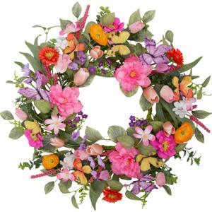 20 inch Spring Wreath for Front Door Summer Wreath Tulip for Spring Decorations Home Decor Wedding Farmhouse Holiday