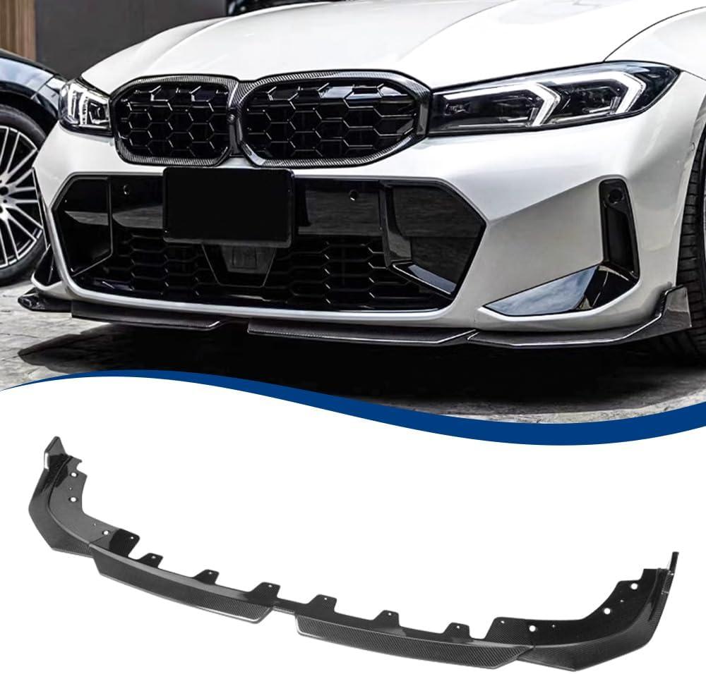 Carbon Fiber Pattern G20 LCI M340i Front Lip Compatible with (2023-2026) 3-Series G20 LCI Sedan Facelift ABS Gloss Black Bumper Splitter