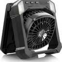Camping Fan Battery Powered & Solar Powered, Portable Solar Fan 10000mAh Rechargeable Outdoor Fans with Light, Quiet Cordless Fans for Tent, RV, Emergency, Hiking, Power Outage, Desk, Survival Kit