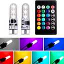Car T10 RGB LED Bulb Width Light with Remote Control W5W 194 168 2825 Strobe Light 16 Colors 5050 Wedge Replacement for Car Interior Map Dome Door License Plate Light Reading Lights (2PCS)