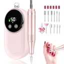 Nail Drill Professional, 50000RPM Rechargeable Cordless Electric Nail Kit with Bits & Anti-Slip Pad, Portable for Acrylic/Gel Removal & Faster Shaping, Manicure & Pedicure at Home or Salon (Pastel Pink)