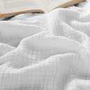 Bedsure 100% Cotton Muslin Throw Blanket Twin XL for Bed - 4-Layer Breathable and Lightweight Thin Soft Gauze Muslin Blanket for Summer, White, 66x90 Inches