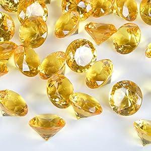 Babenest Acrylic Diamond Fake Gems Vase Filler, 240pcs 3/ 4 Inch Faux Diamonds Crystals Jewels for Table Scatters Wedding Party Event Arts & Crafts Birthday Decoration Favor (Gold)