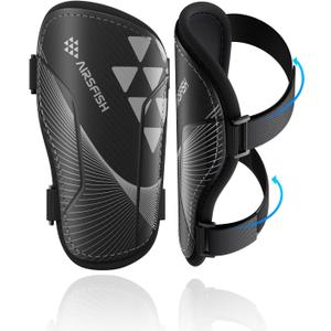 Shin Guards Soccer Kids Youth, CE Certified Airsfish Shin Guard Protection Gear for 2-18 Years Old Boys Girls Teenagers High Impact Resistant Breathable Comfortable 1 Pair, Size: Medium