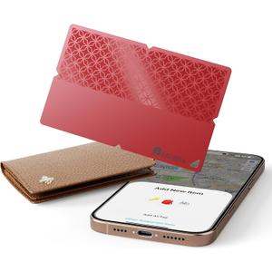 2025 [Apple MFi Certified] (iOS Only) Bluetooth Tracker Smart Finder for Apple Find My, iPhone Card Wallet Finder GPS Tracker, 5-10 Years Battery, Keys Finder and Item Locator for Keys, Bags, Passport (1 Pack Red)